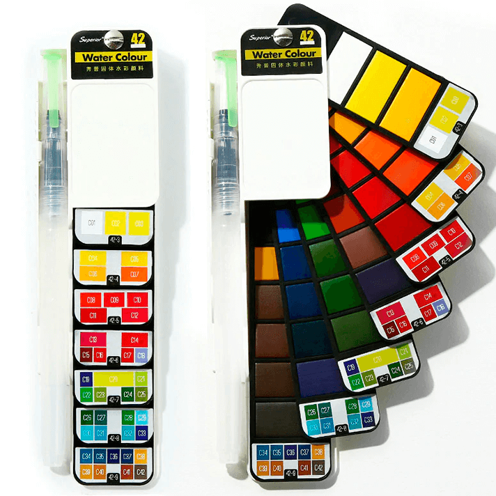Watercolor Paint Set, 42 Assorted Colors Professional Travel Foldable Watercolor Paint Set with Water Brush, Travel Pocket Watercolor Kit for Artist, Kids & Adults Field Sketch Outdoor Painting- Art Secret Shop , Watercolor Secret Set, Nomadcolor, Portable Watercolor, Smart watercolor, Medeen, Watercolor kit