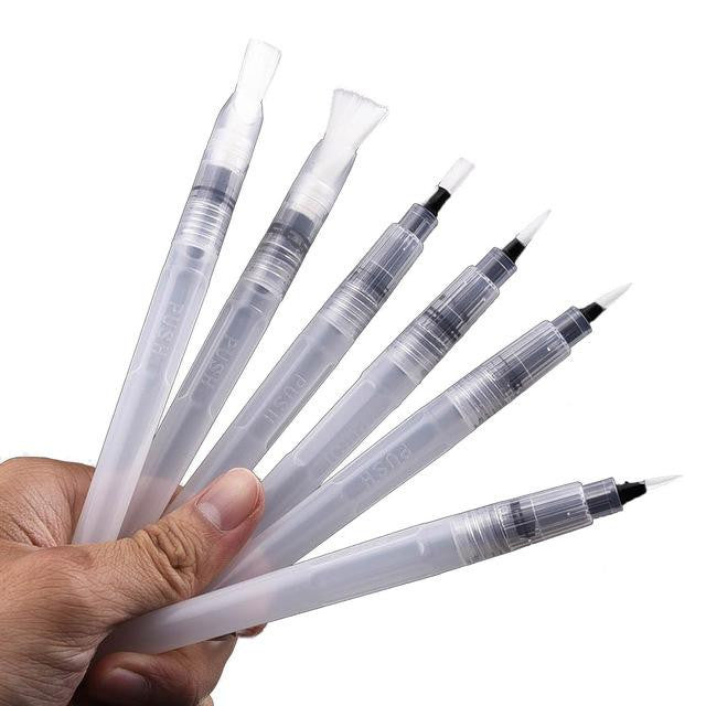 Water Brush Pens 6Pcs Set of Different Shape And Size for Watercolor