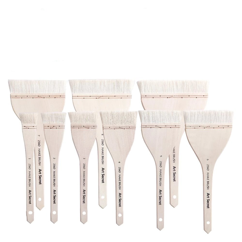 6pcs Gift Flat Hake Brush For Watercolor With Handle Artist Painting  Ceramic Pottery Soft Bristles Background